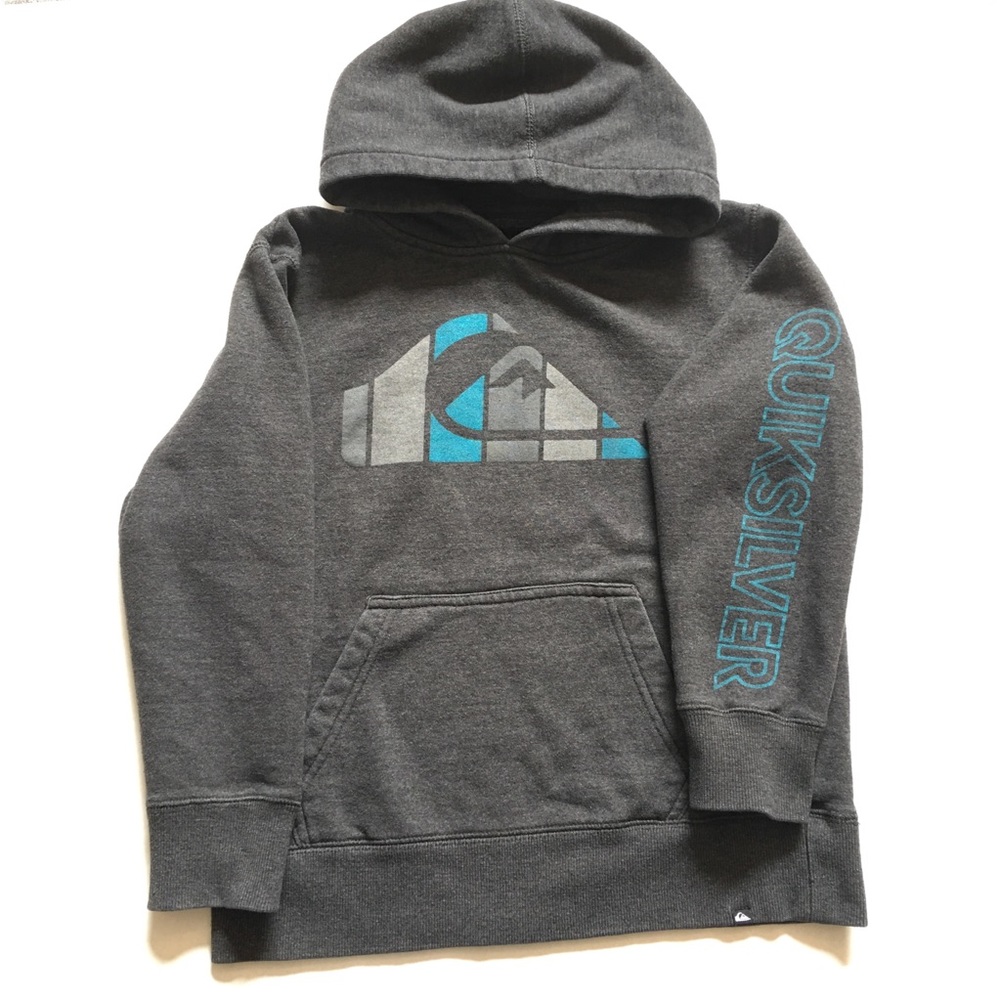 Quiksilver Hoodie Sweater Pull Over Grey Blue